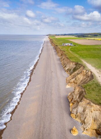 Looking towards the Coastguard Cottages from Weybourne Beach. Photo: Brad Damms 2022